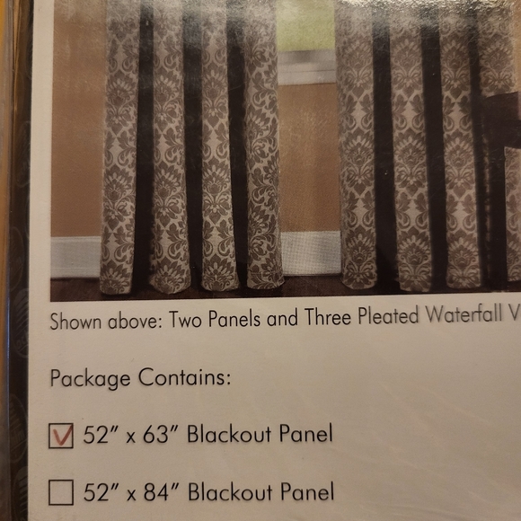 Two Sutton Decortive Window Treatment 52" × 63" Blackout Panel, Brown/green - Picture 2 of 4